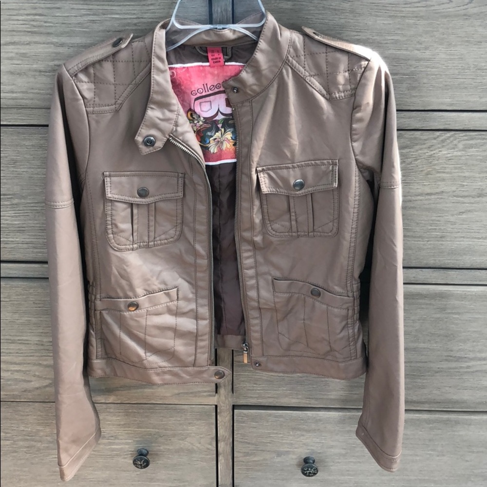 Faux leather tan jacket